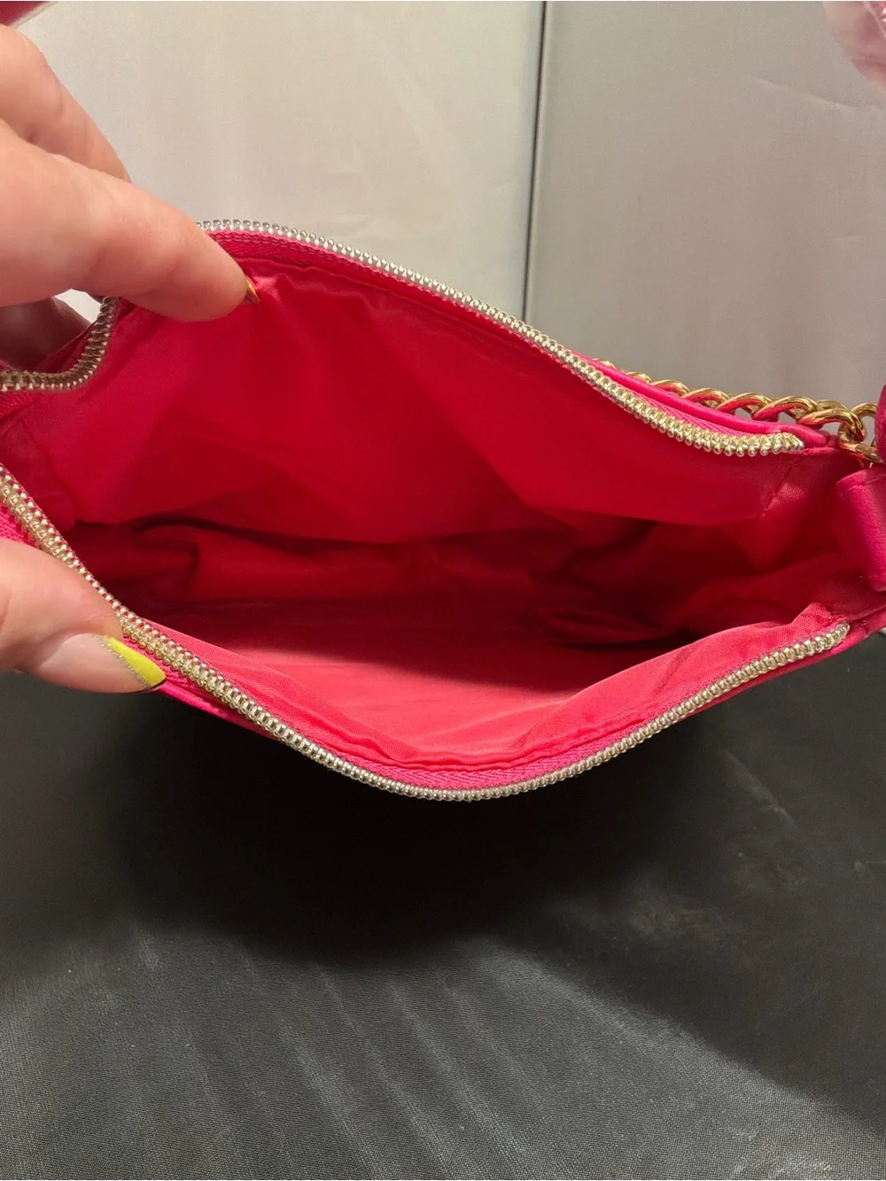Juicy Couture Fuchsia Shoulder Bag with Gold Chain Accent